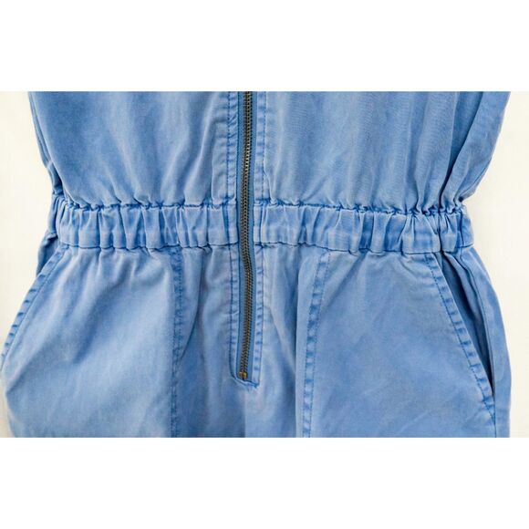 Splendid NWT Azure Blue Emerson Zip Front Casual Short Sleeve Utility Romper XS - Picture 14 of 16